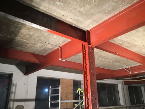 Click Here To Enlarge This Photo Of Sandblasting and Airless Spraying of Steel Beams, Film Studio, Chiswick, London