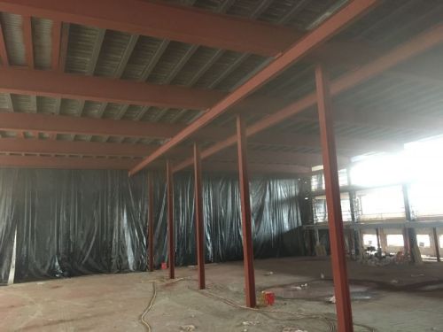 Click Here To Enlarge This Photo Of Sandblasting, Priming and Intumescent Fire Proofing Steel Beams, London