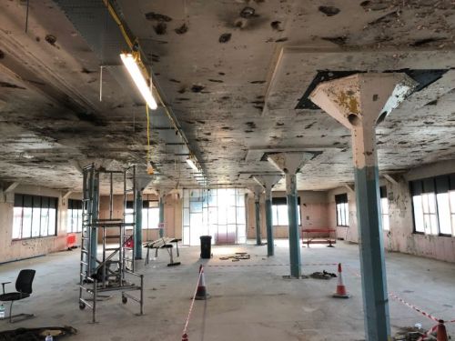 Click Here To Enlarge This Photo Of Sandblasted Lead Ceiling