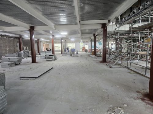 Click Here To Enlarge This Photo Of Sand Blasting Steel Columns for Dyson's new R&D Building
