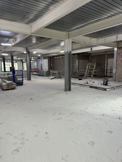 Click Here To Enlarge This Photo Of Sand Blasting Steel Columns for Dyson's new R&D Building