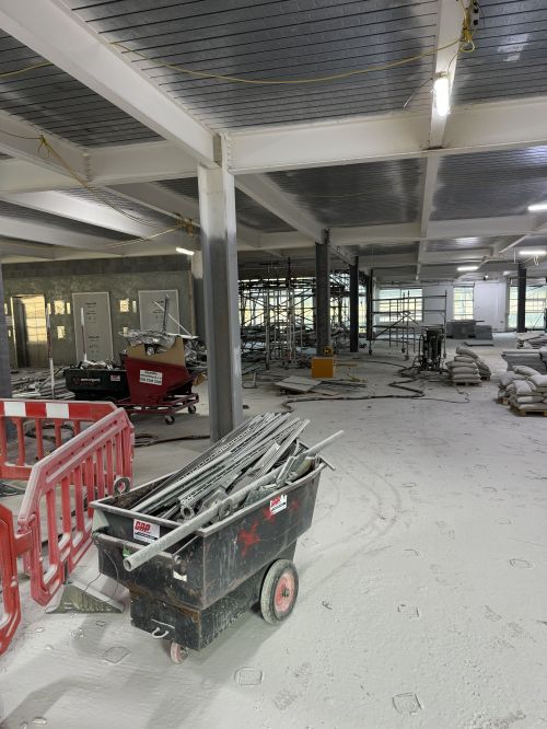 Click Here To Enlarge This Photo Of Sand Blasting Steel Columns for Dyson's new R&D Building