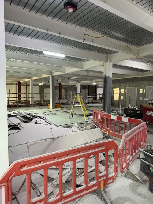 Click Here To Enlarge This Photo Of Sand Blasting Steel Columns for Dyson's new R&D Building