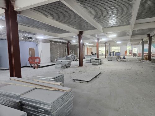 Sand Blasting Steel Columns for Dyson's new R&D Building
