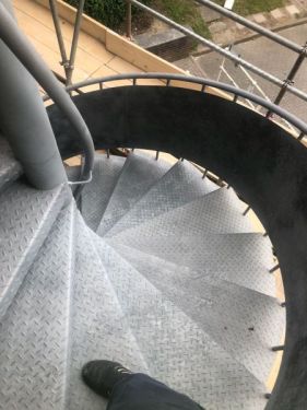 Click Here To Enlarge This Photo Of Removing Old Paint On External Staircase